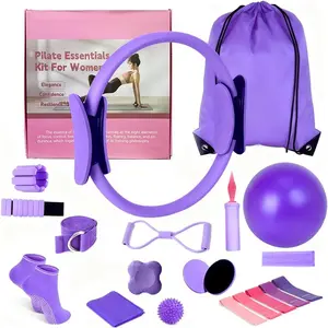 Pilates Equipment Set for  Workouts -15in1  Pilates Kit with Ring and Ball Set, Resistance Bands, Pilates Yoga Accessories, Core Sliders & Ankle Weights, Pilates Essentials Kit