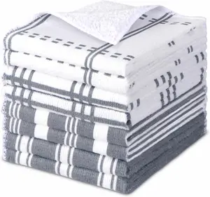 Kitchen Towels, Absorbent Dish Towels for Kitchen, Soft Dish Cloth for Home, Multi-Purpose DishCloths for Household Cleaning and Drying, 11” x 11”, 8 Pack