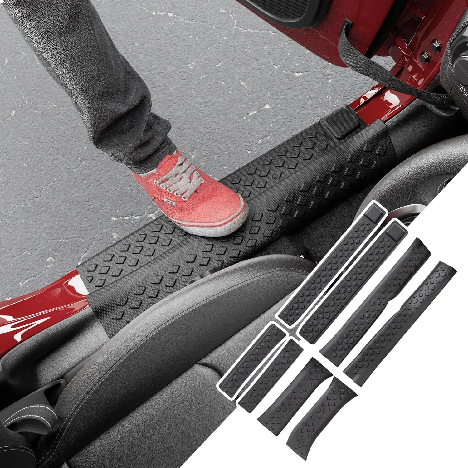 [Fits 20-26 Gladiator JT & 18-26 Wrangler JLU] 8pcs Door Sill Protector Compatible with 2020-2026 Jeep Gladiator JT 18-26 Wrangler JLU Door Entry Guard Entry Threshold Protector Replacement for 2020-2026 Jeep Gladiator Accessories