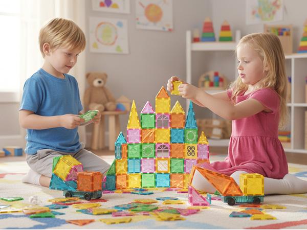 【Upgraded & Jumbo Set】106PCS,YRZtiles Magnetic Tiles,Magnet Building Blocks Cubes Construction Stacking Educational Assembly Toy Preschool STEM Play Creative Playboard for Toddler Kids Ages 3+,Kids Toys Christmas gift for 3 4 5 6 Year Old,