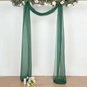 Hunter Emerald Green Sheer Organza Wedding Arch Draping Fabric, Long Curtain Backdrop Window Scarf Valance 18ft