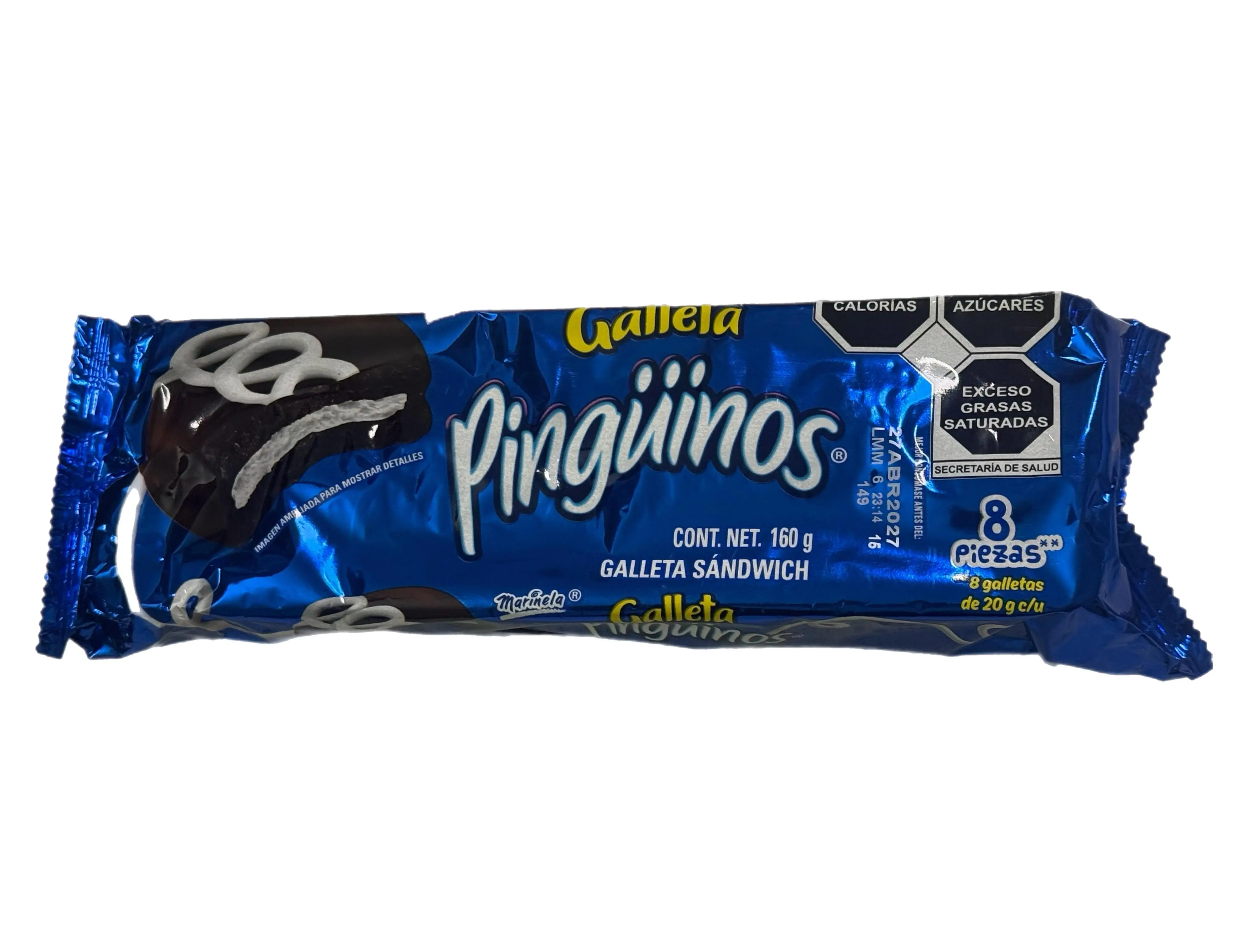 Marinela Pingüinos Galleta – Mexican Chocolate Coated Sandwich Cookies – 160 g (5.64 oz)