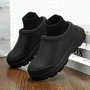 Winter New Popular Outdoor Waterproof Slippers Indoor Home Thick Sole Height Increasing Non-Slip Closed Toe Warm Couple Shoes Unisex