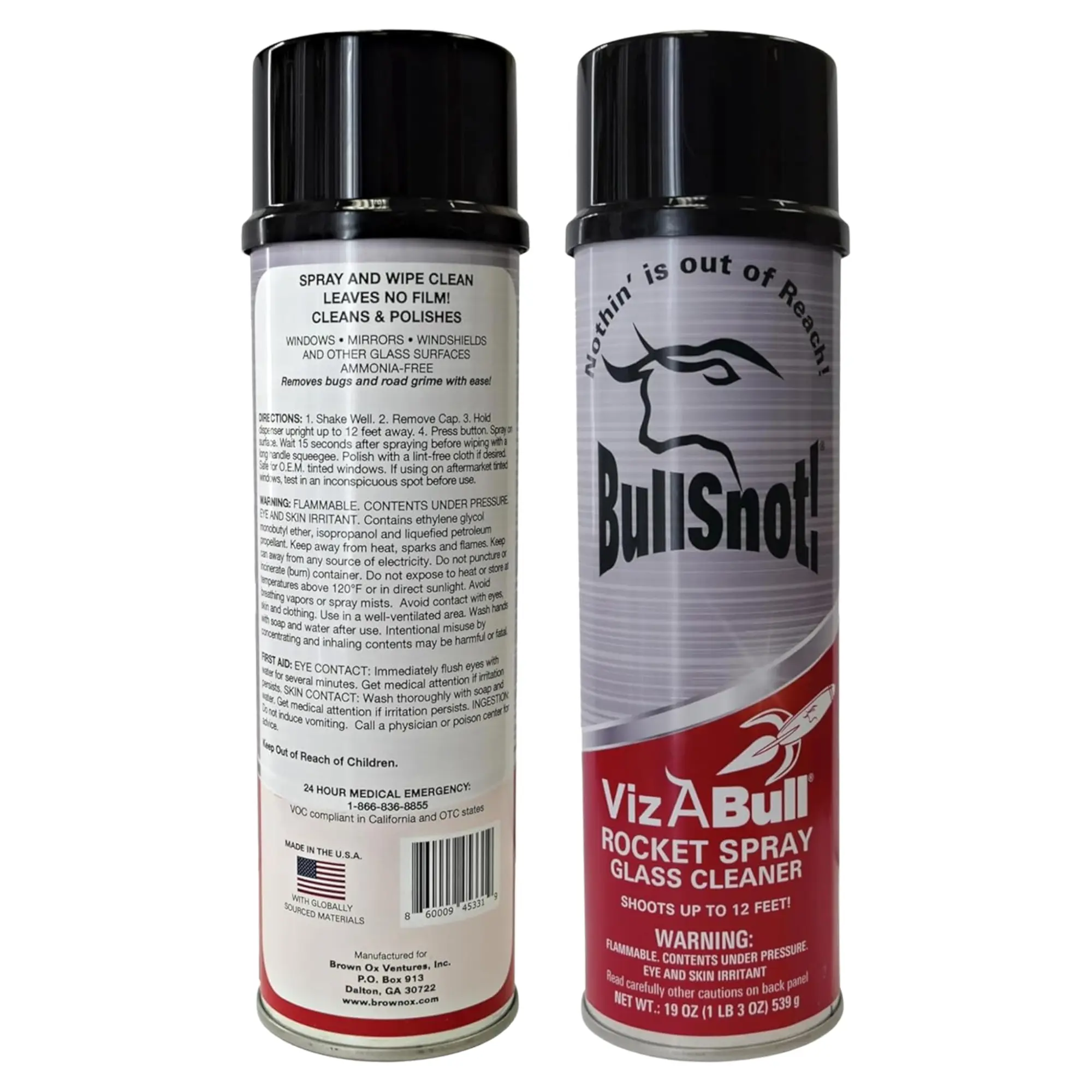 BullSnot VizABull Rocket Spray Glass Cleaner – 19 oz Streak-Free Shine | SKU 10899-021