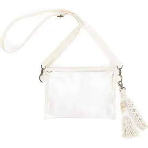 Clear Bag Stadium Approved, Small Purse for Women with Macrame Wristlet Transparent Crossbody Bag for Sport Events Festival Concert Park