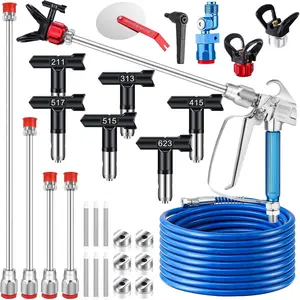 17/22PCS Airless Paint Sprayer Kit with Hose, Metal & Plastic Reversible Nozzles, Extension Tube, Nozzle Guard & Filter - Perfect for Woodworking, Automotive & DIY Projects - Great for Commercial & Home Use!