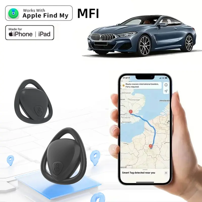 Smart GPS Anti-loss Locator, Real Time Minitracker Devicer,No Monthly Fee,Wireless KeyFinder,IP67 Waterproof Replaceable Battery Protection,For iOS Only- Supports iPhone 17 & iOS 26,Valentine's Day Gift,Black Automatic 1Pcs-Black Lost Mode