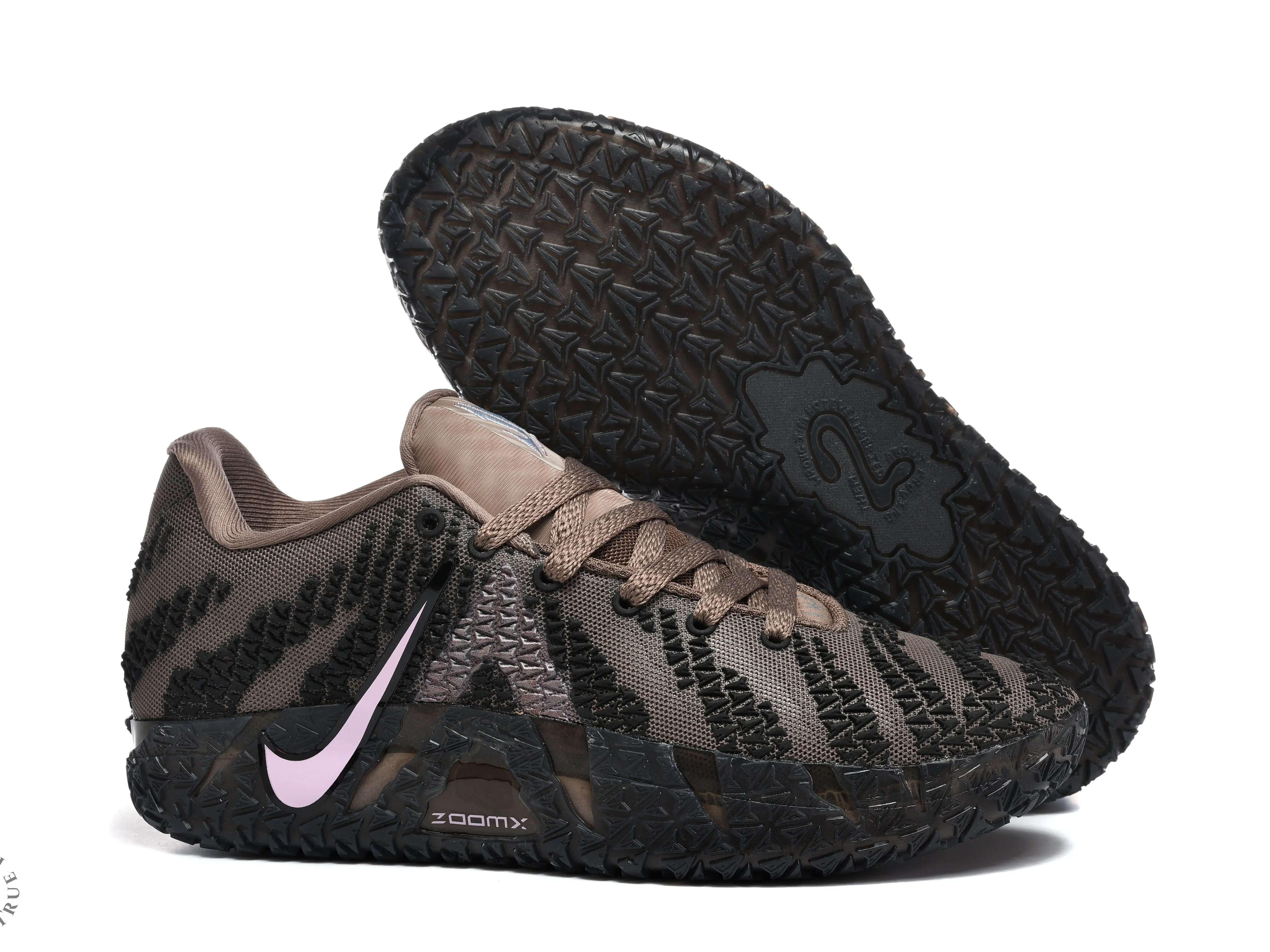 Brown Tiger-Stripe Knitted Low Top Basketball Sneakers | Premium Jacquard Mesh Upper & Shock-absorbing Inner Sole | Fit Basketball Training Daily Outdoor Trips | Unisex for Both Men and Women