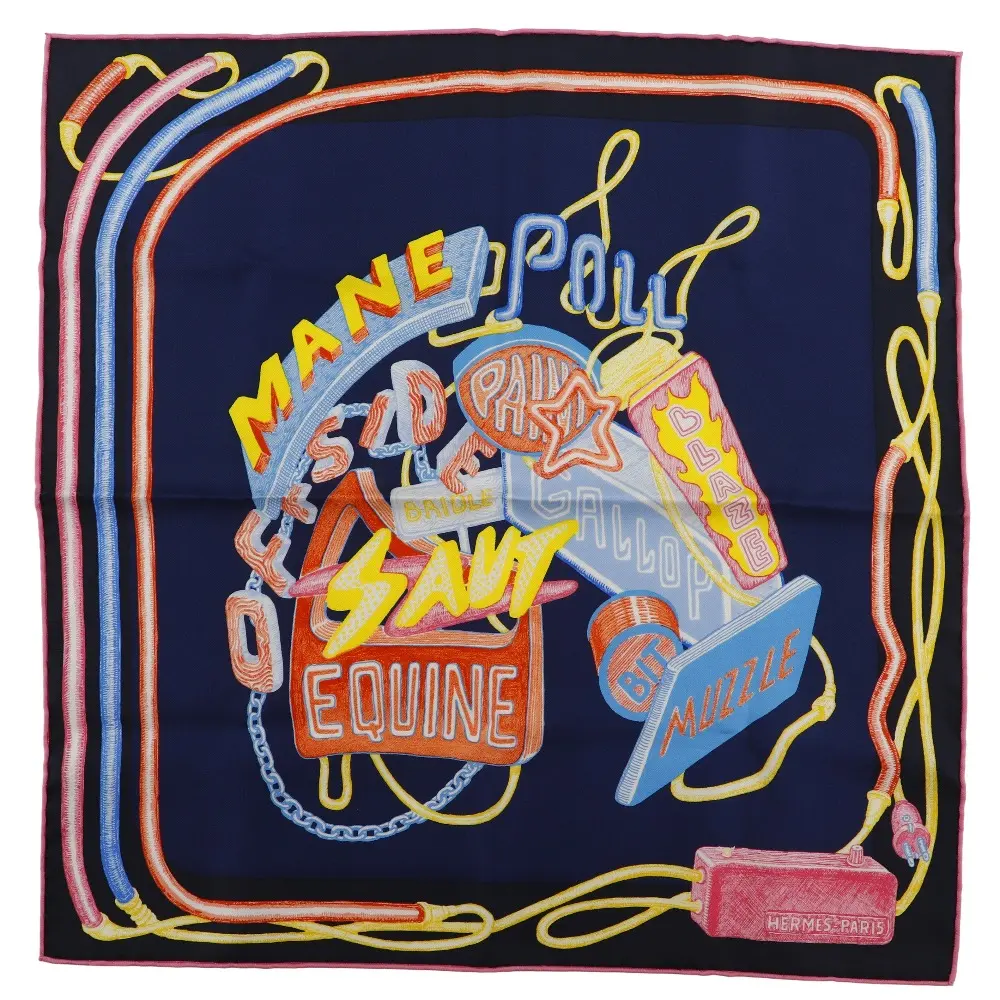Pre-owned HERMÈS Others Small Leather Goods Hermes Chevaloscope Silk Scarf
