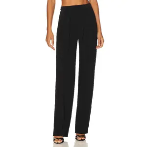 Norma Kamali Tapered Pleated Trouser in Black