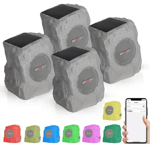 5Core Rock Speaker Solar 4Pc Outdoor Waterproof Bluetooth Garden 5.7"  Speakers