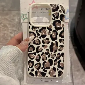 Luxury Leopard Print Metal Feel Phone Case, Fits iPhone 17/16 Pro Max/14/16 Plus/15/13 Pro/12/11/XR/air, Samsung a Series, Durable, Shockproof, Fashion Accessory