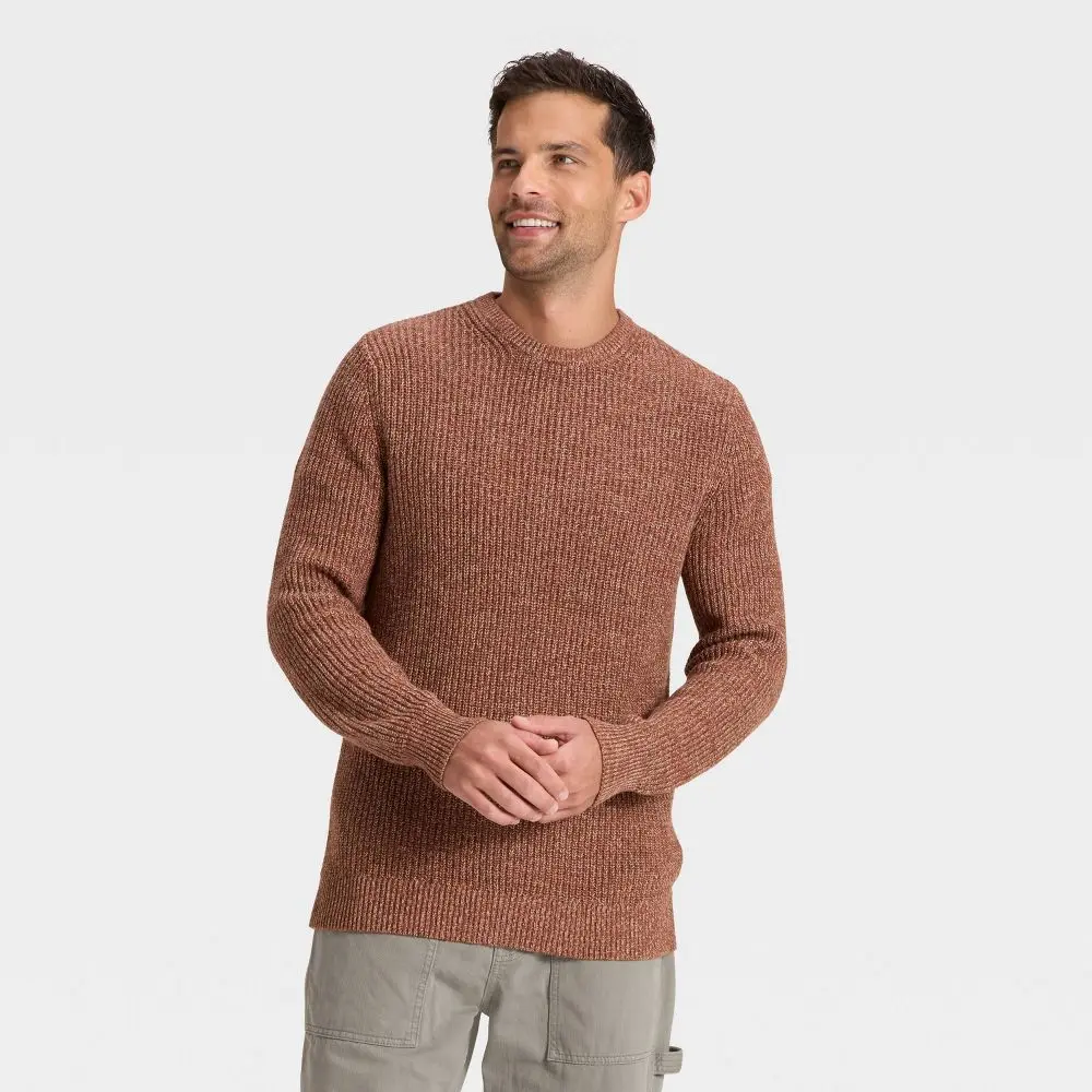 Men's Marled Crewneck Sweater - Goodfellow & Co, Nylon-Viscose Fabric Garment with Sturdy Hem Men's Marled Crewneck Sweater - Goodfellow & Co, Nylon-Viscose Fabric Garment with Sturdy Hem