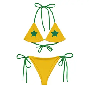 Y2K Brazil Soccer Bikini: Green & Yellow Worldcup Swimwear Jersey 80s 90s 2000s Aesthetic