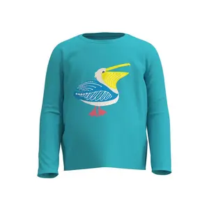 Toddler Coco Plum Everyday Long Sleeve Graphic T-Shirt | Blue Curacao Happy Pelican