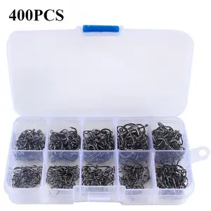 400/500PCS box Fishing Hooks Set High Carbon Steel Barbed FishHooks for Saltwater Freshwater Fishing Gear