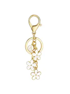 Stylish Initial Floral Pattern Keychain, Dripping Floral Charm, Boho Style Accessory for Women & Students, Perfect for Handbags & Backpacks, Fashionable Alloy Keychain