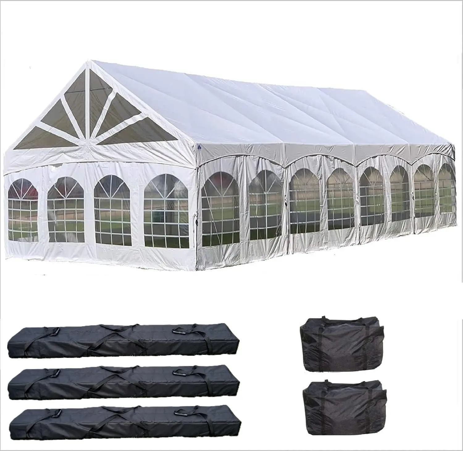 HGS 40'x20' PE Marquee Party Tent, Tents for Parties, Large Wedding Tent, Carpas para Fiestas,Heavy Duty Canopy, Outdoor Event with Waterproof Top + 5 Storage Bags