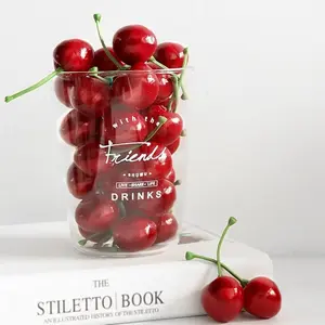 20Pcs Red Artificial Cherries, Fake Cherry Model Lifelike Fruit Cherry Ornament, Home Kitchen Party Decoration Desk Ornament Photography Prop,Fake Cherries,Plastic Cherries