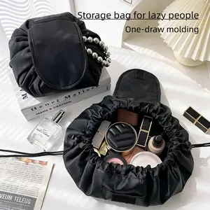A pack-capacity bucket-shaped travel makeup bag and toiletries organizer with a drawstring closure. Spacious and portable storage, perfect for lazy people, suitable for the gym, weekend trips, and everyday life - a stylish and practical tote bag.