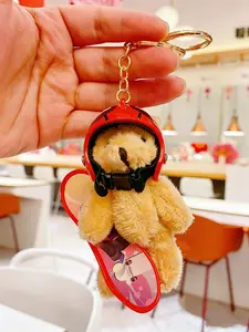 Cute Ski Bear Plush Keychain, Creative Cartoon Teddy Bear Backpack Decoration, Winter Sports Lover Gift, Christmas Present