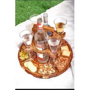 Handmade Wooden Outdoor Folding Picnic Table Portable Mini Wooden Picnic Table Outdoor Picnic Wine Glass Holder Table Folding Beach Table