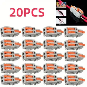 [Hand Tools Kits] Pack of 20 Mini Electrical Wire Connectors Set,Nylon DIY Splicing into 4/6/8/9/10 Way Butt Terminal Block Connectors (1 in 2 Out)