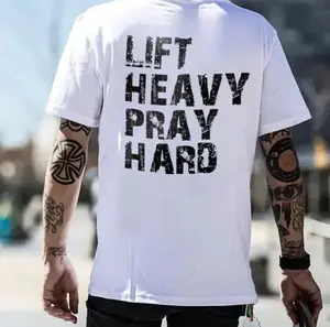 Lift Heavy Pray Hard Printed Men's T-Shirt, Gift For Men, Streetwear, Cool Men's Shirt, Full Sizes, Full Colors