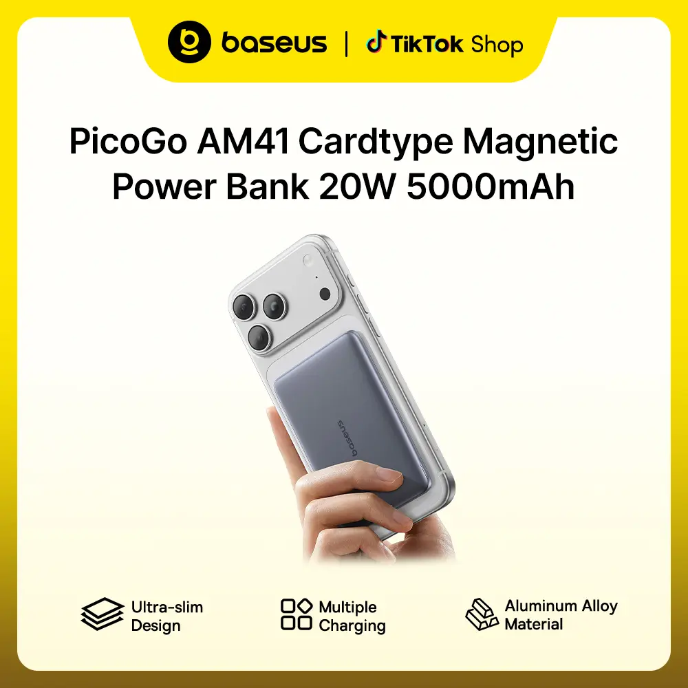 Baseus Picogo MagSafe Magnetic Power Bank - 0.5in Ultra Slim Qi2 Wireless Certified 15W, 27W Boost Fast Charging 10000mAh, USB-C Cable for iPhone 16/15/14/13/12 Series Smartphone, EDC Gear for Daily Carry & Travel