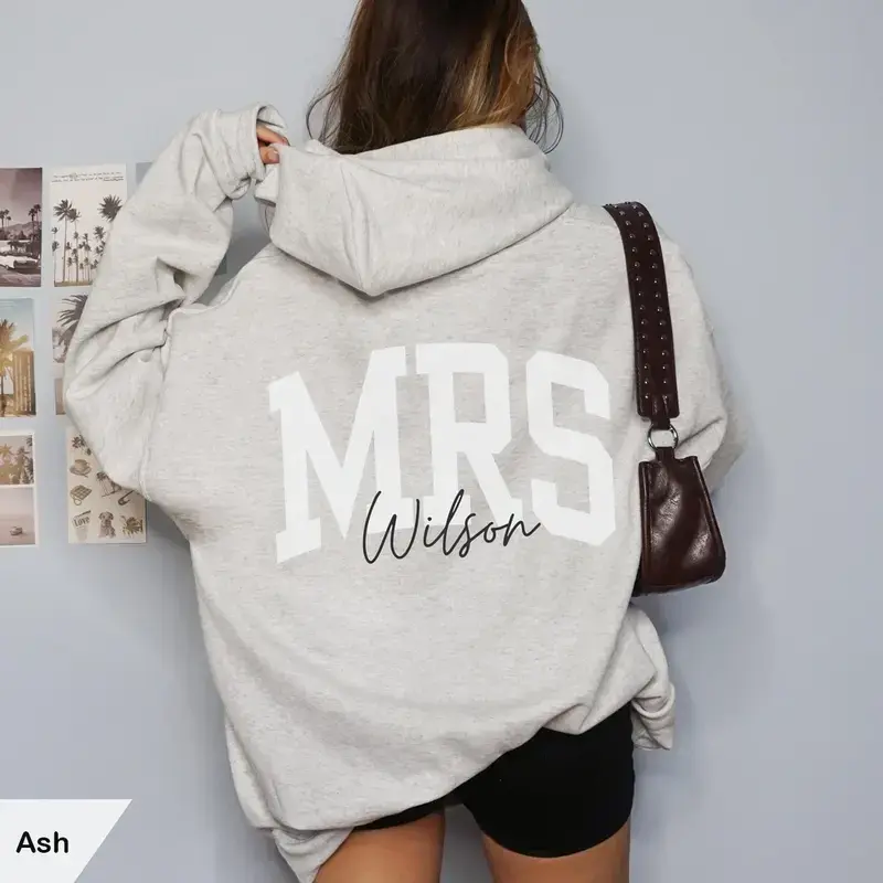 Custom Mrs Hoodie, Mrs Last Name Hoodie, Personalized Bride Gift, Future Wifey, Honeymoon Shirt, Best Friend Wedding Egagement Gift