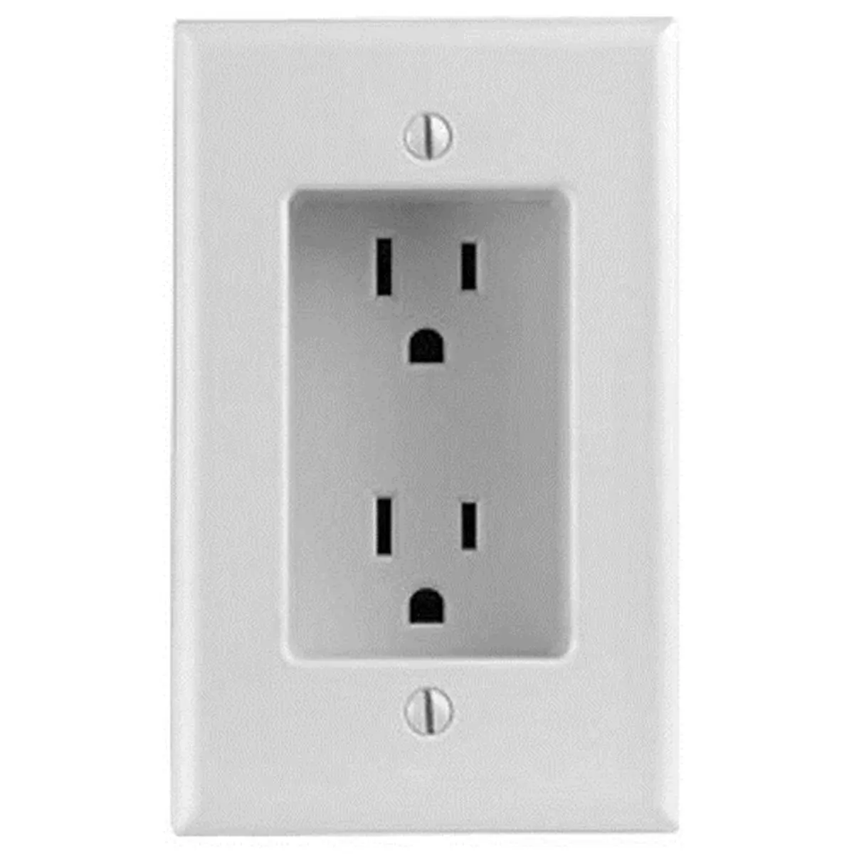 Leviton Recessed Duplex Receptacle - White 1-Gang Power Outlet Panel, Flush-Mount Recessed Device for Behind Flat Screen TVs, Universal Socket, Quickport, One-Gang