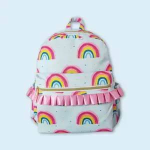 Rainbow design kids girls backpack back to school backpack