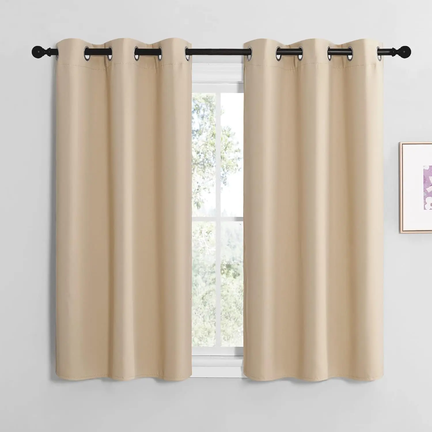 NICETOWN Room Darkening Draperies Window Curtain Panels， Thermal Insulated Grommet Room Darkening Curtains for Bedroom (Biscotti Beige， 2 Panels， W42 x L50 -inch)