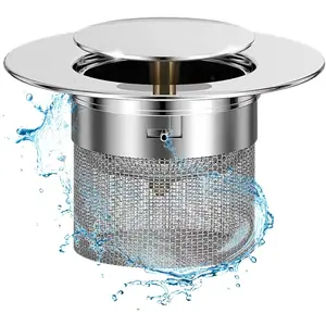 3 in 1 Kitchen Sink Drain Strainer Drain Stopper Stainless Steel,Kitchen Sink Stopper Kitchen Drain Pop Up Sink Stopper Strainer,Fits US Standard 3-2 Inch (Copper Core)