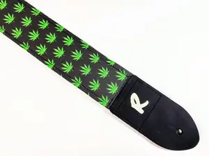 Mary Jane Guitar Strap - Weed Guitar Strap - Handcrafted - Leaves - Green -