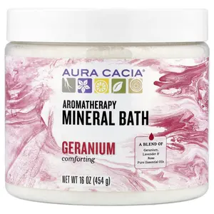 Aura Cacia Aromatherapy Mineral Bath, Comforting Geranium, 16 oz (454 g)