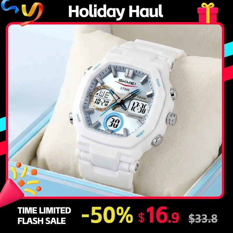SKMEI Casual Stylish Dual-Display Electronic Watch for Students — Multifunctional Timing, Stopwatch, Calendar Alarm, Week Display, Children's New Year Gift Fashion Watch, Casual Watch