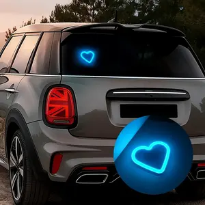 Solar Heart Neon Light for Car Decor, Four Colors Available, Suction Cup Installation, Auto on at Night, Perfect Gift for Car Lovers, Cute Car Decor