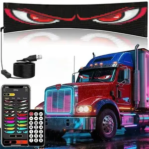 Large-Size Truck Demon Eye Lights Led Grill Emblem - Ultra-Thin Flexible LED Display, Programmable DIY Smart Colorful Soft Screen, Supports Text/Graphics/Animation, Music-Synced Dynamic Display,Suitable for Truck Modifications/Stages/Bars/Performances.