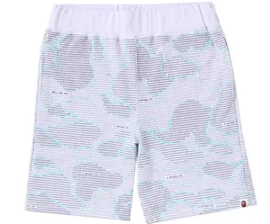 Bape Text Code Camo Grey Sweat Shorts Size Small