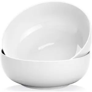 Pasta Serving 120 Ounce 9.7" Large Serving, Porcelain Salad for, Big White Soup, Oven Dishwasher Safe, Set of 2