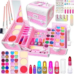 Luxury Multi-Layer Makeup Box Set for Girls, Includes Lipstick, Eyeshadow, Brushes, Realistic Colors, Perfect Gift for Birthdays & Holidays