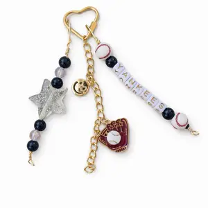 Beaded Bag Charm Yankees baseball