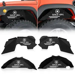 for Wrangler JK Front and Rear Inner Fender Liners Compatible with 2007-2018 Jeep Wrangler JK & JKU 2/4 Doors, Steel Back Mud Guards Wheel Well Cover Since 1941 Logo Fender Flare Liners (4 PCS)