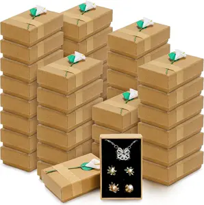 40 Pieces Jewelry Gift Boxes, 3.3''L x 2''W x 1''H Small Gift Packaging Box with Lid, Flower Cardboard Paper Jewelry Storage Boxes Bulk for Women Necklaces Bracelets Earrings