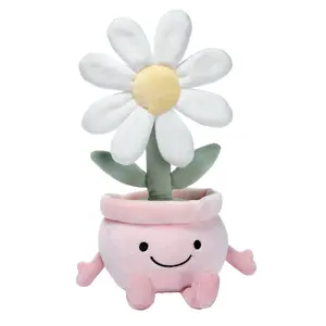 Lambs & Ivy Daisy Dreams Poseable Flower Pot Plush Stuffed Animal Toy - 11 Inch