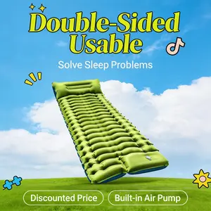 Lightweight Camping Inflatable Sleeping Pad - Integrated Pillow & Built-in Foot Pump. Perfect for Backpacking/Hiking/Tent Travel!