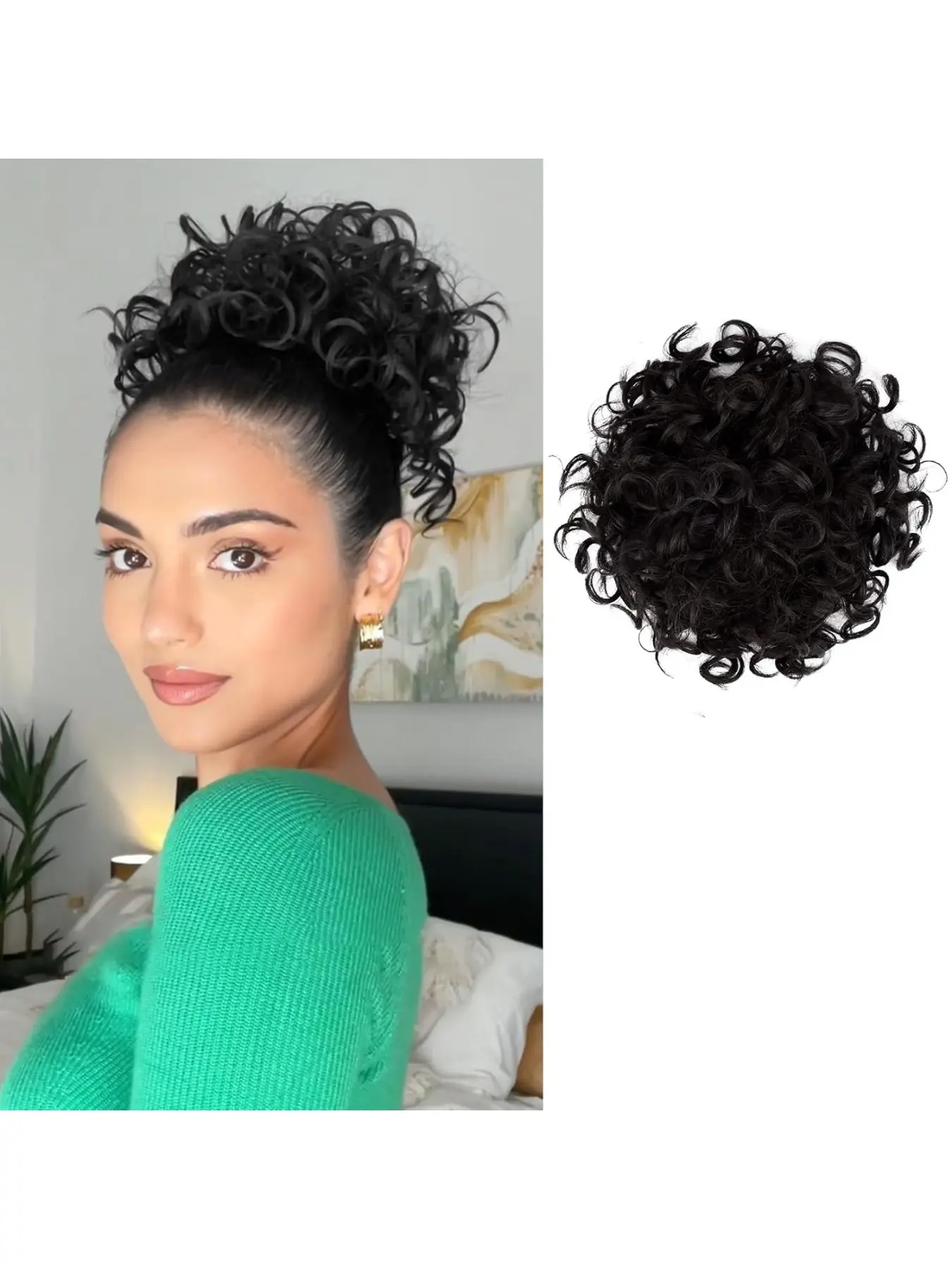 10-Inch Messy Bun Wig, Drawstring Lazy Curl Hair Tie, Natural Soft Clip-On Extensions, Women's Daily Versatile Thick Braided Wig