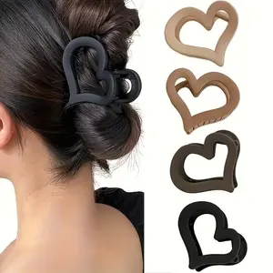 4-Pack Heart Hair Claw Clips - Medium Matte Non-Slip Clips for Women | Valentine's Day Hair Accessories for Thin & Thick Hair, Gift Idea