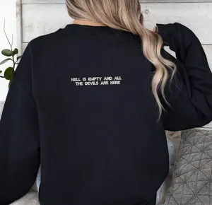 Aaron Warner Shatter Series Merchandise IGNITE Sweatshirt Embroidered Booktok Bookish Merchandise Hell is Empty Black White Casual Womenswear Hoodie Tops Sweaters Lady Women Comfort Pullover Crewneck
